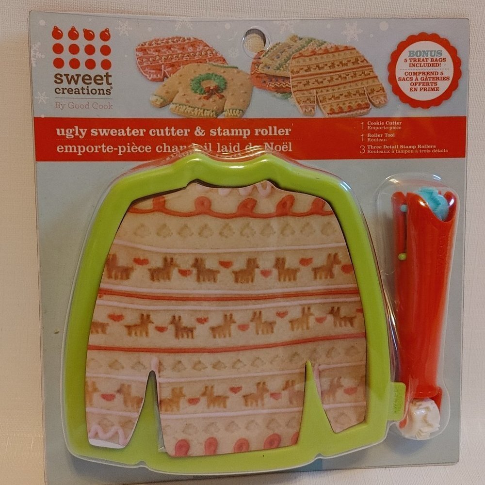 LARGE UGLY SWEATER Cookie Cutter and Stamp Roller SET BNIP